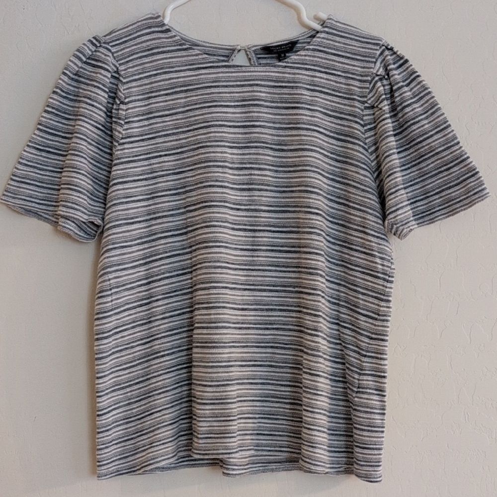 Lucky Brand Gray Striped Short Sleeve Tee Shirt - Size M
